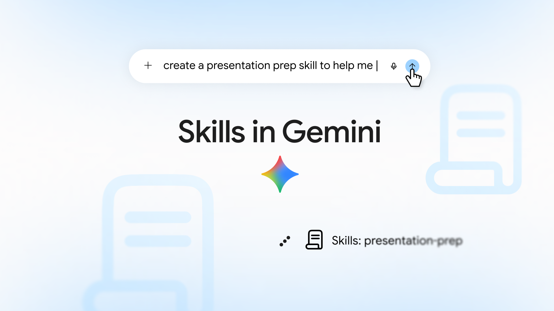 Interface officielle de Gemini montrant la création d’un Skill pour préparer une présentation
