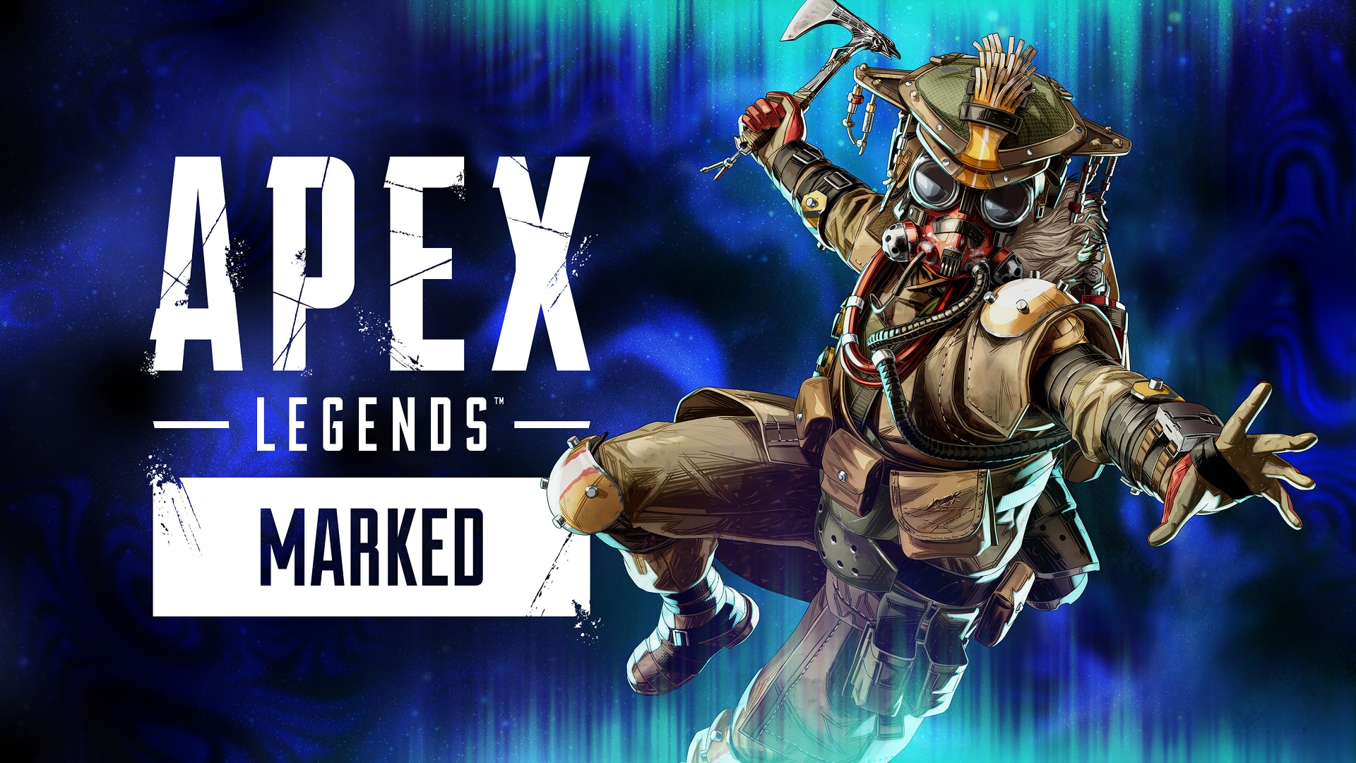 Illustration officielle de la saison Marked d’Apex Legends avec Bloodhound et le titre de la saison.