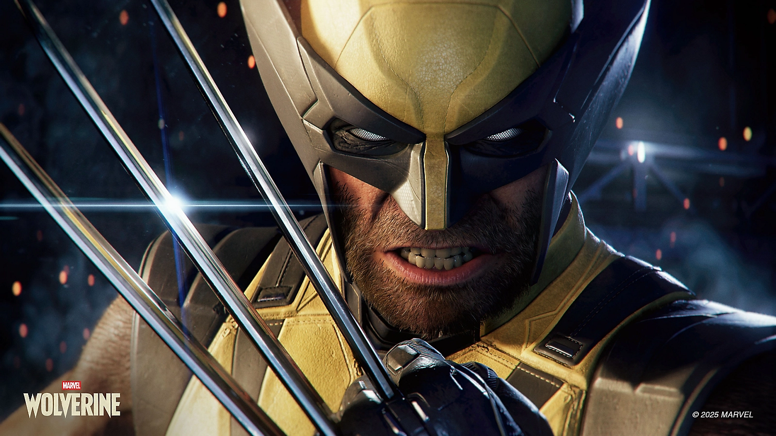 Wolverine masqué, ses griffes déployées devant le visage.