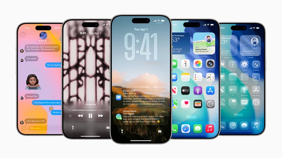 Visuel officiel Apple présentant plusieurs iPhone équipés d’iOS 26, plateforme concernée par la mise à jour 26.6.