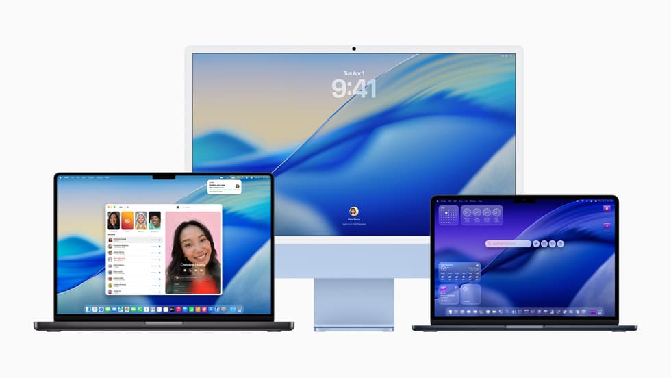 Visuel officiel Apple présentant plusieurs Mac équipés de macOS Tahoe 26, plateforme corrigée par la version 26.6.