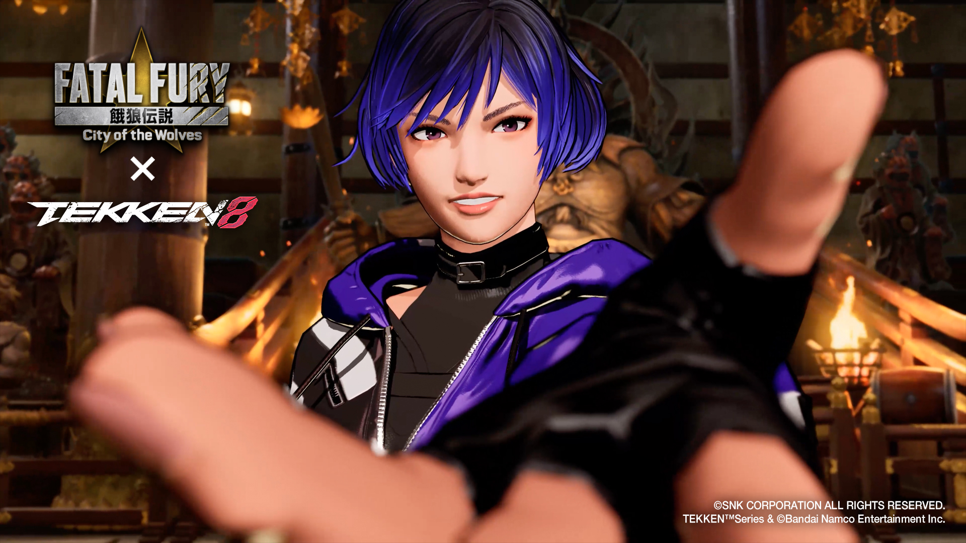Reina de Tekken dans le visuel officiel de sa collaboration avec Fatal Fury: City of the Wolves.
