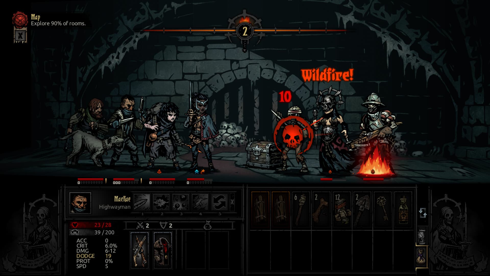 Capture officielle de The Fire’s Edge montrant la Fugitive et la Duelliste au combat dans Darkest Dungeon.