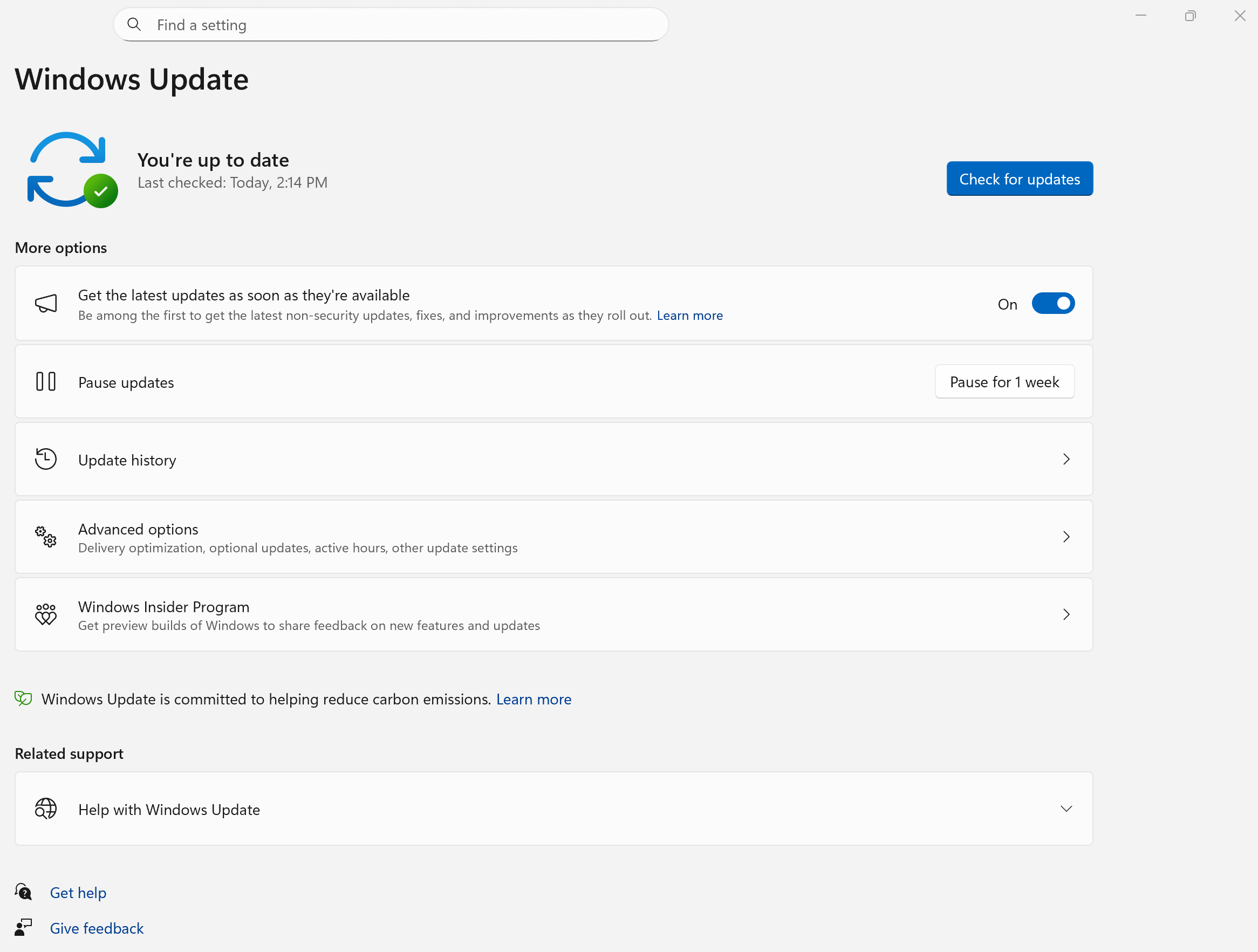 Fenêtre Windows Update et option de réception anticipée des nouveautés. Illustration officielle Microsoft, sans offre26H2 affichée.