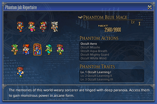 Interface officielle du Phantom Blue Mage dans Final Fantasy XIV 7.55.