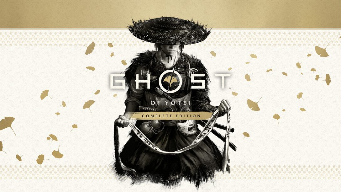 Visuel officiel de Ghost of Yōtei Complete Edition avec Atsu tenant un masque et deux sabres.