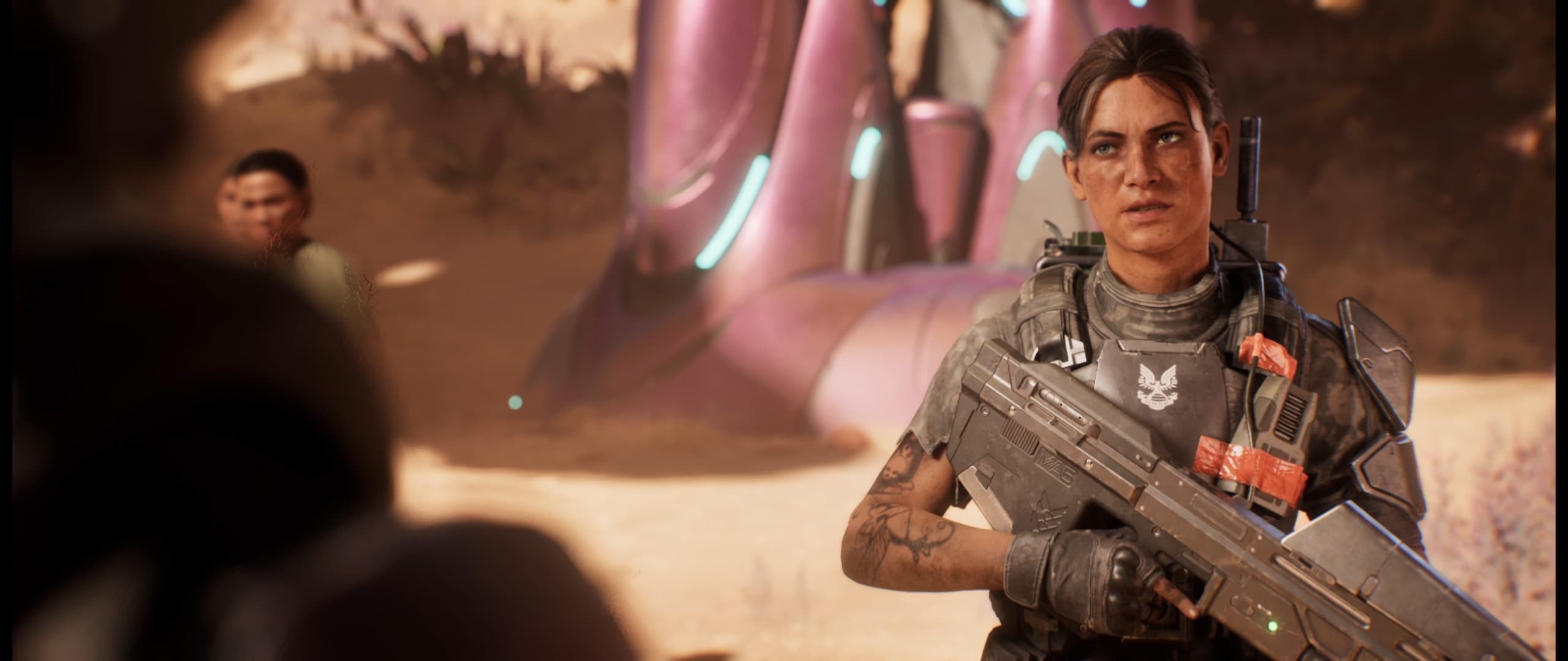 Capture personnelle en 21:9 de Wilson pendant une cinématique des missions bonus de Halo: Campaign Evolved.