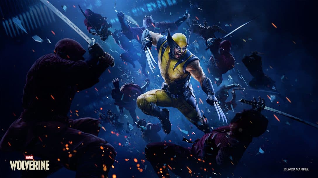 Visuel officiel de Marvel’s Wolverine montrant Logan affrontant des membres de la Main.