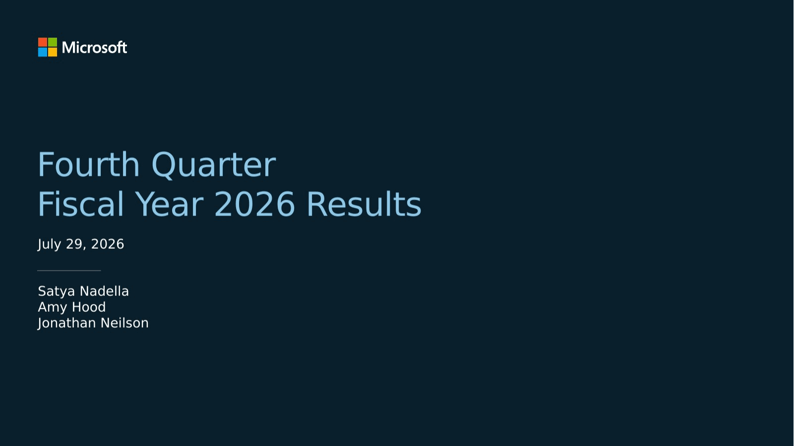 Couverture officielle des résultats Microsoft du quatrième trimestre de l’exercice 2026.