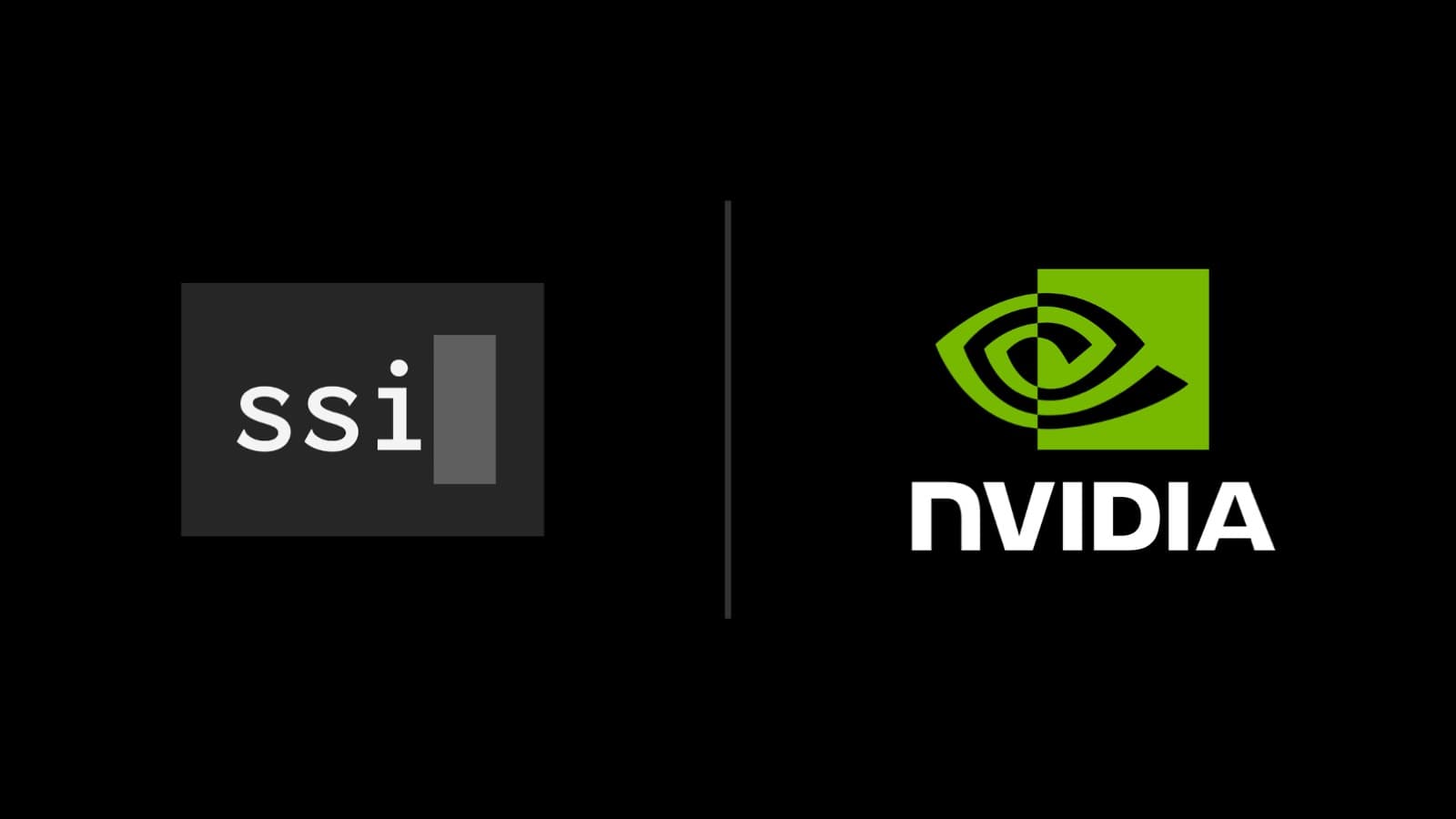 Visuel officiel du partenariat montrant les logos de Safe Superintelligence et de NVIDIA sur fond noir.