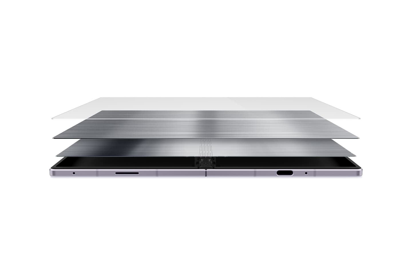 Schéma officiel Samsung montrant les couches de la structure Flex Titanium sous l’écran pliable du Galaxy Z Fold8.