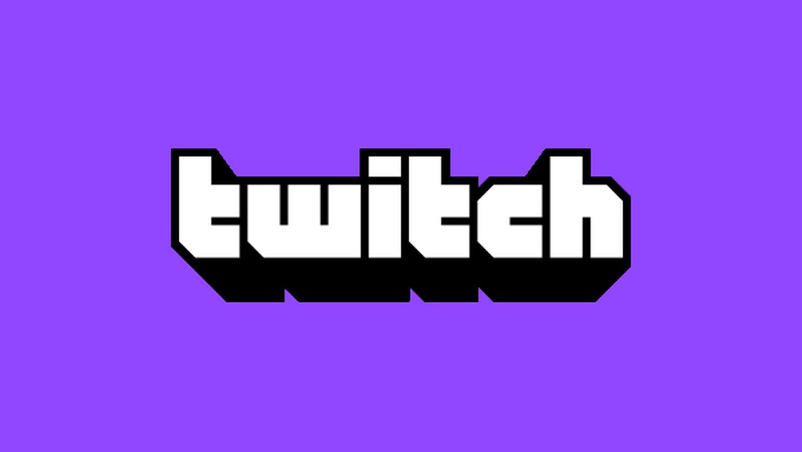 Logo officiel Twitch en blanc sur un fond violet.