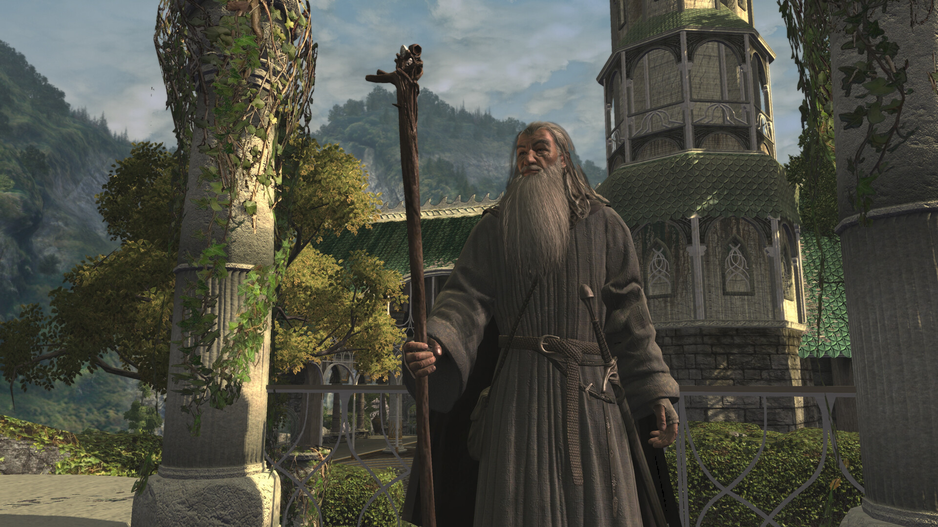 Capture officielle de War in the North Legacy Edition montrant Gandalf à Fondcombe.