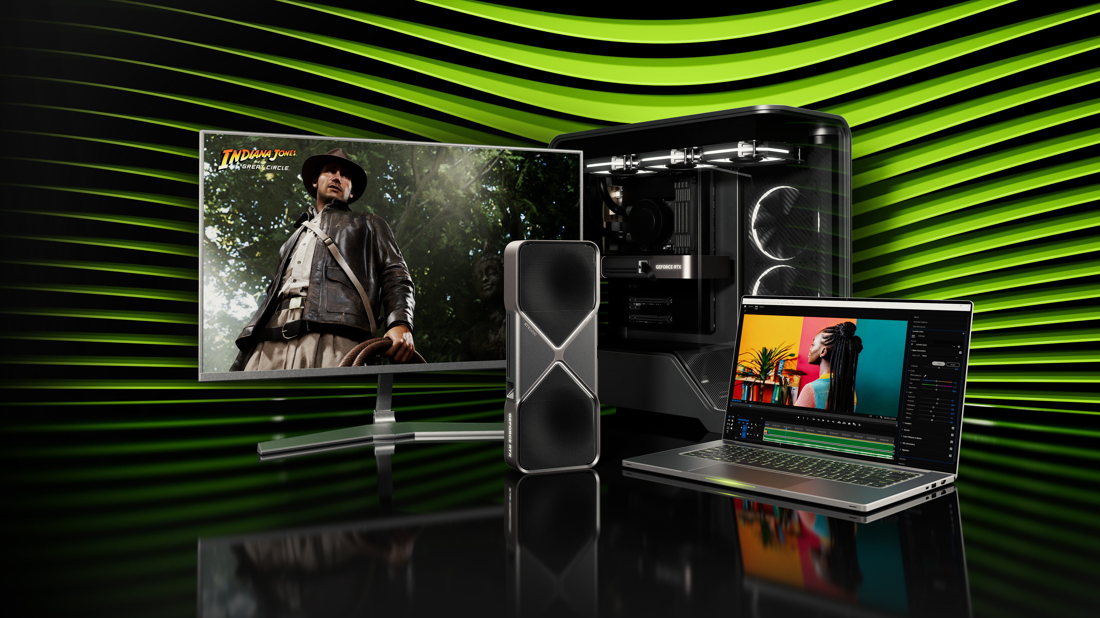 Écosystème GeForce RTX 50 : carte graphique, PC fixe et ordinateur portable — NVIDIA, janvier 2025