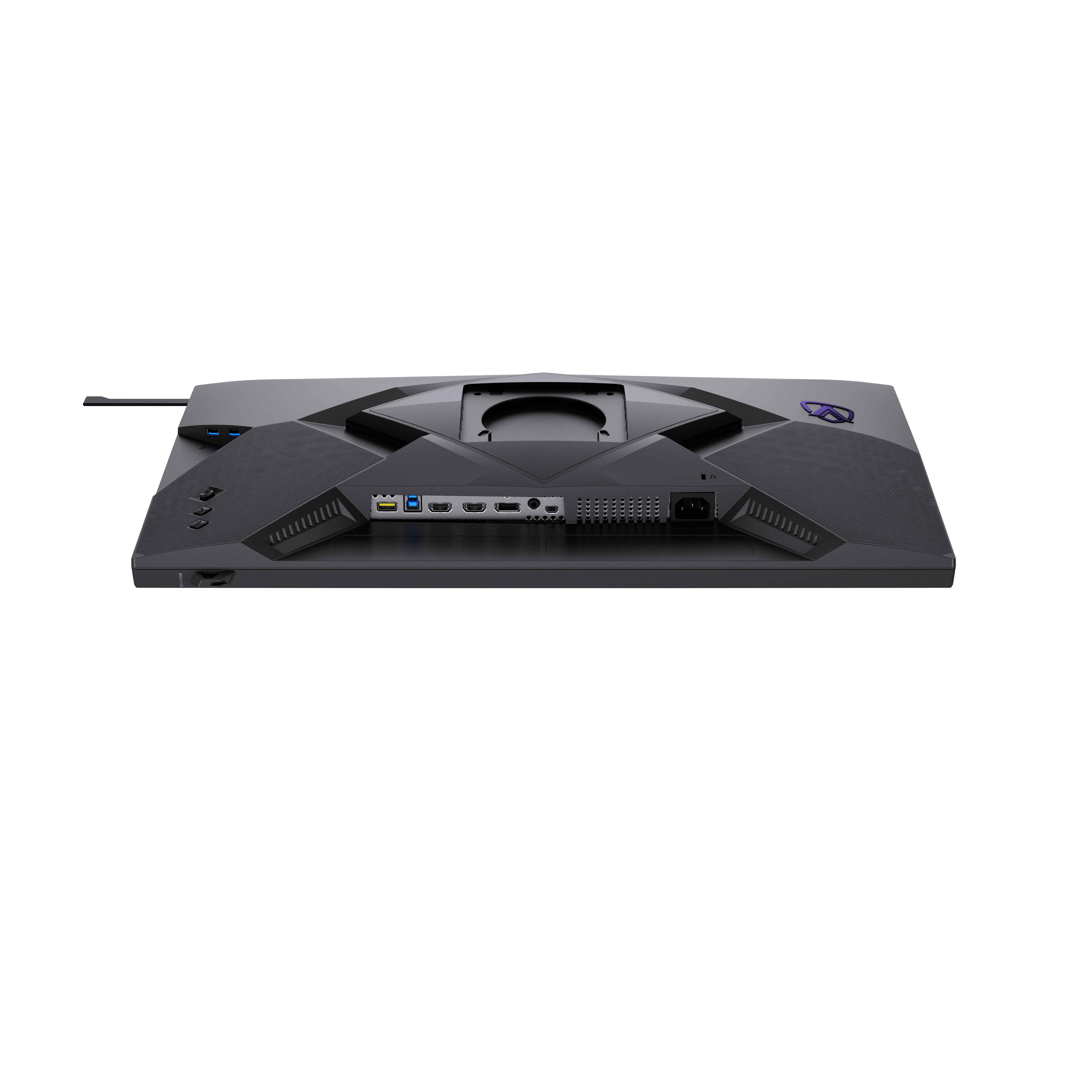 Vue du dos inférieur de l’AGP257FT montrant les connecteurs vidéo, USB, audio et alimentation.