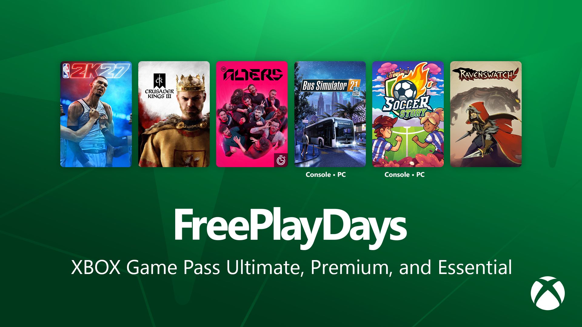 Les six jeux des Free Play Days Xbox.