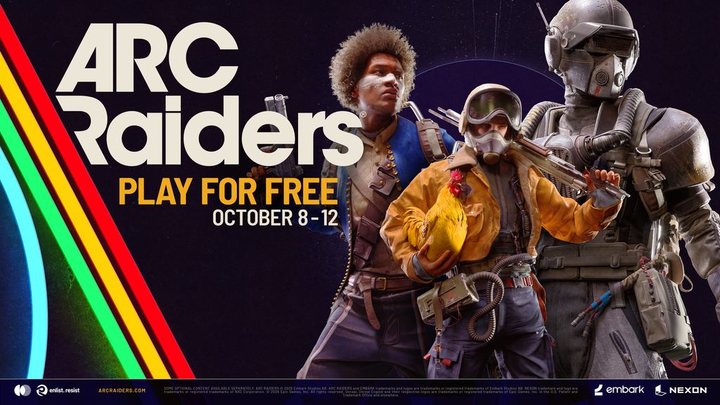 Trois Raiders sur le visuel officiel annonçant le jeu gratuit du 8 au 12 octobre.
