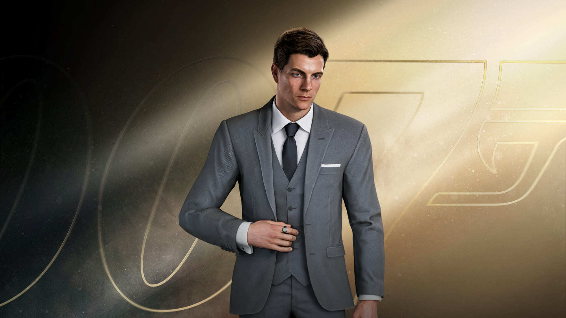 James Bond portant la tenue grise The Grey Standard dans 007 First Light.