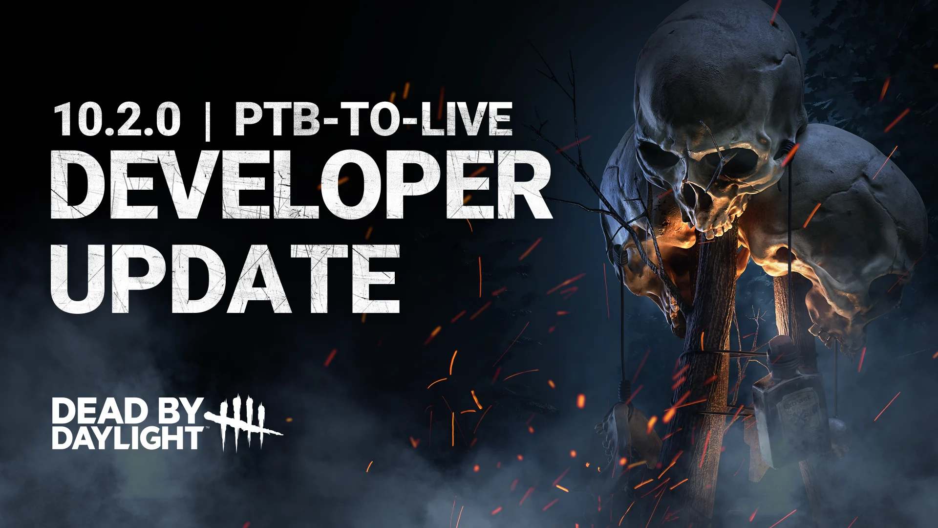 Visuel officiel Dead by Daylight 10.2.0 PTB-to-Live Developer Update, publié par Behaviour le 5 octobre 2026.