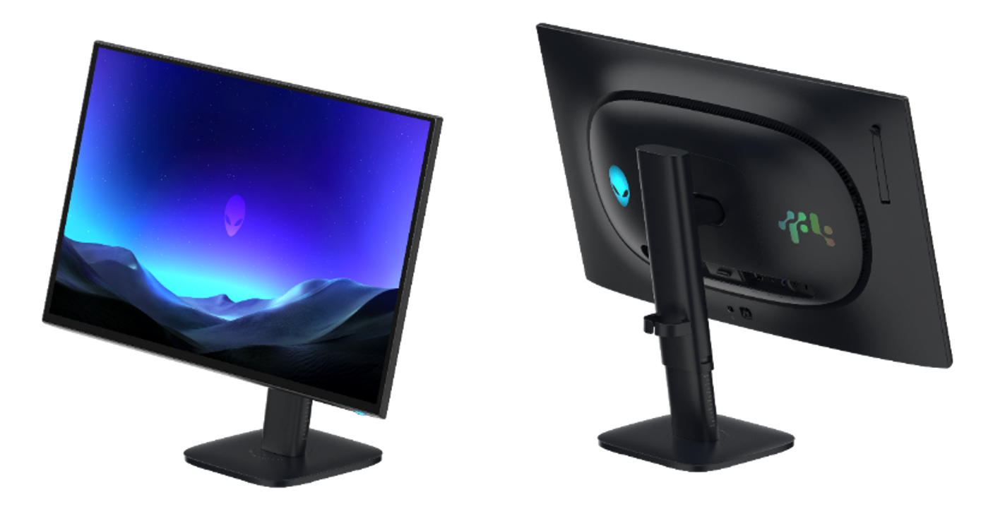 Rendus officiels de face et de dos de l’Alienware AW2527HX.