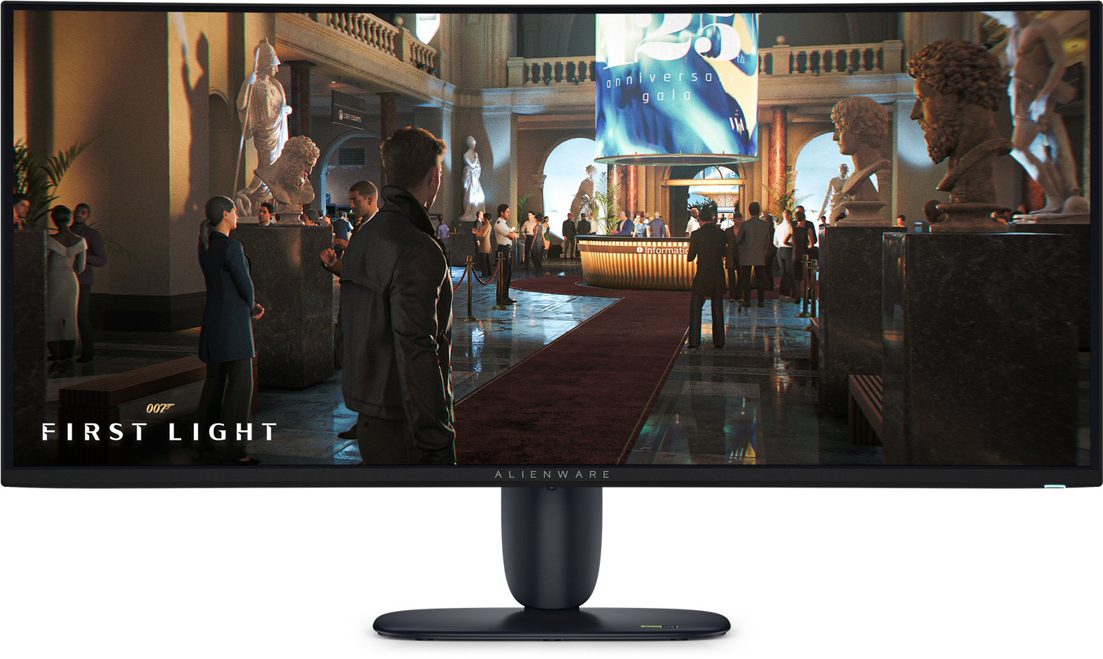 Vue frontale officielle de l’Alienware AW3426DW montrant son écran ultralarge au format 21:9.