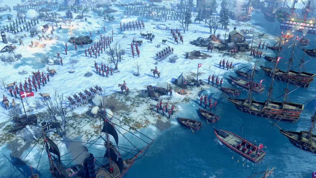 Capture officielle des forces danoises déployées sur une côte enneigée dans The Baltic Powers.