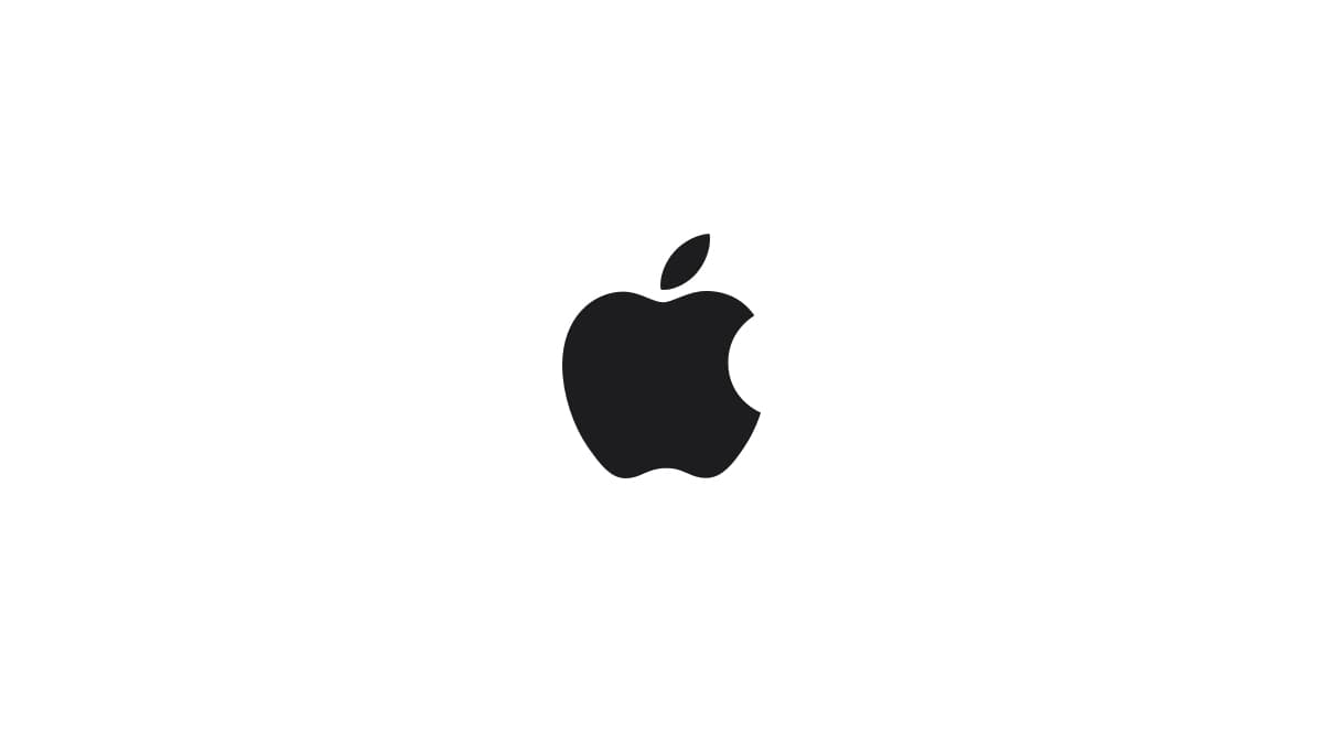 Logo Apple officiel sur fond blanc illustrant l’accord de fourniture de puces avec Broadcom.