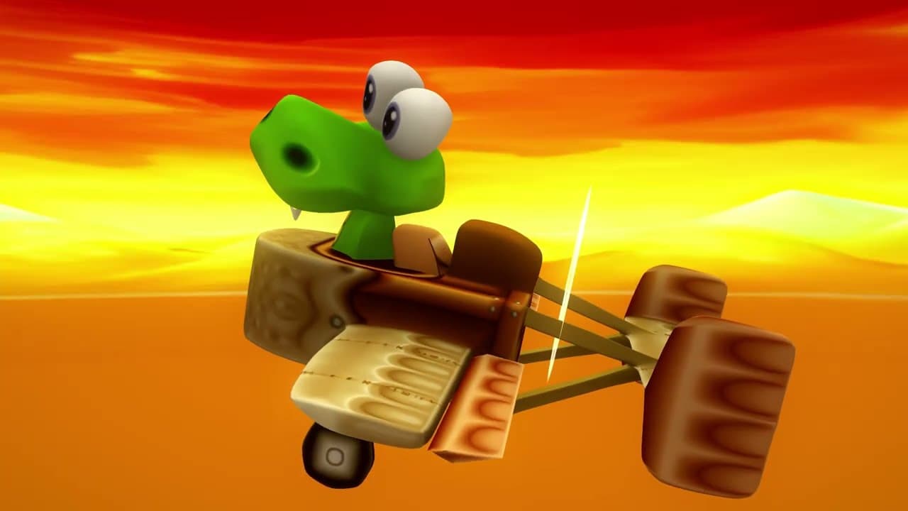Croc conduit un kart dans une image officielle du remaster de Croc 2.