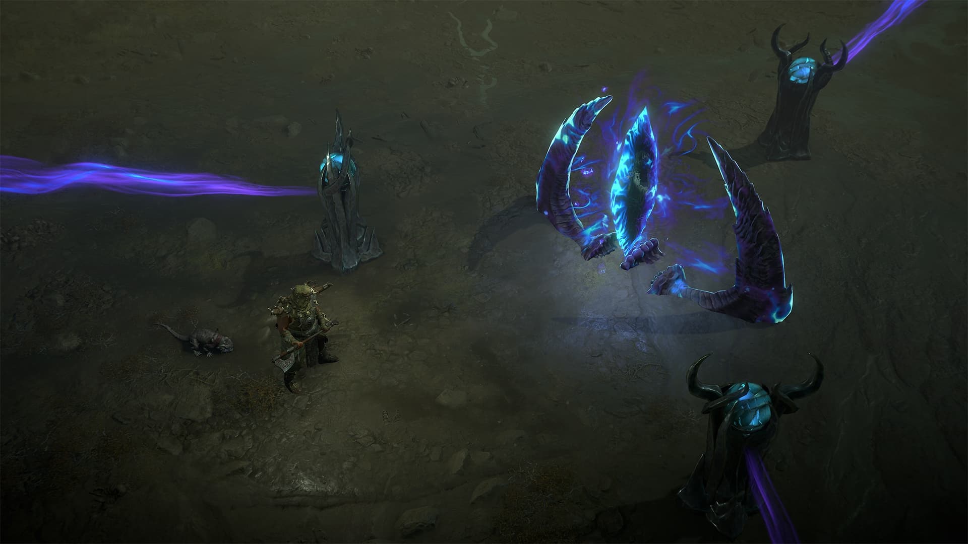 Capture officielle de Diablo IV montrant un combat contre le culte autour d’une Rupture lumineuse.
