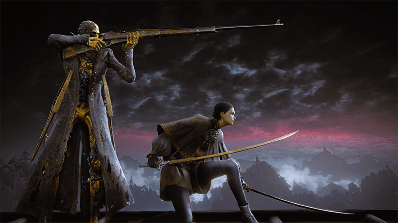Capture officielle d’un affrontement multijoueur dans The Duskbloods.
