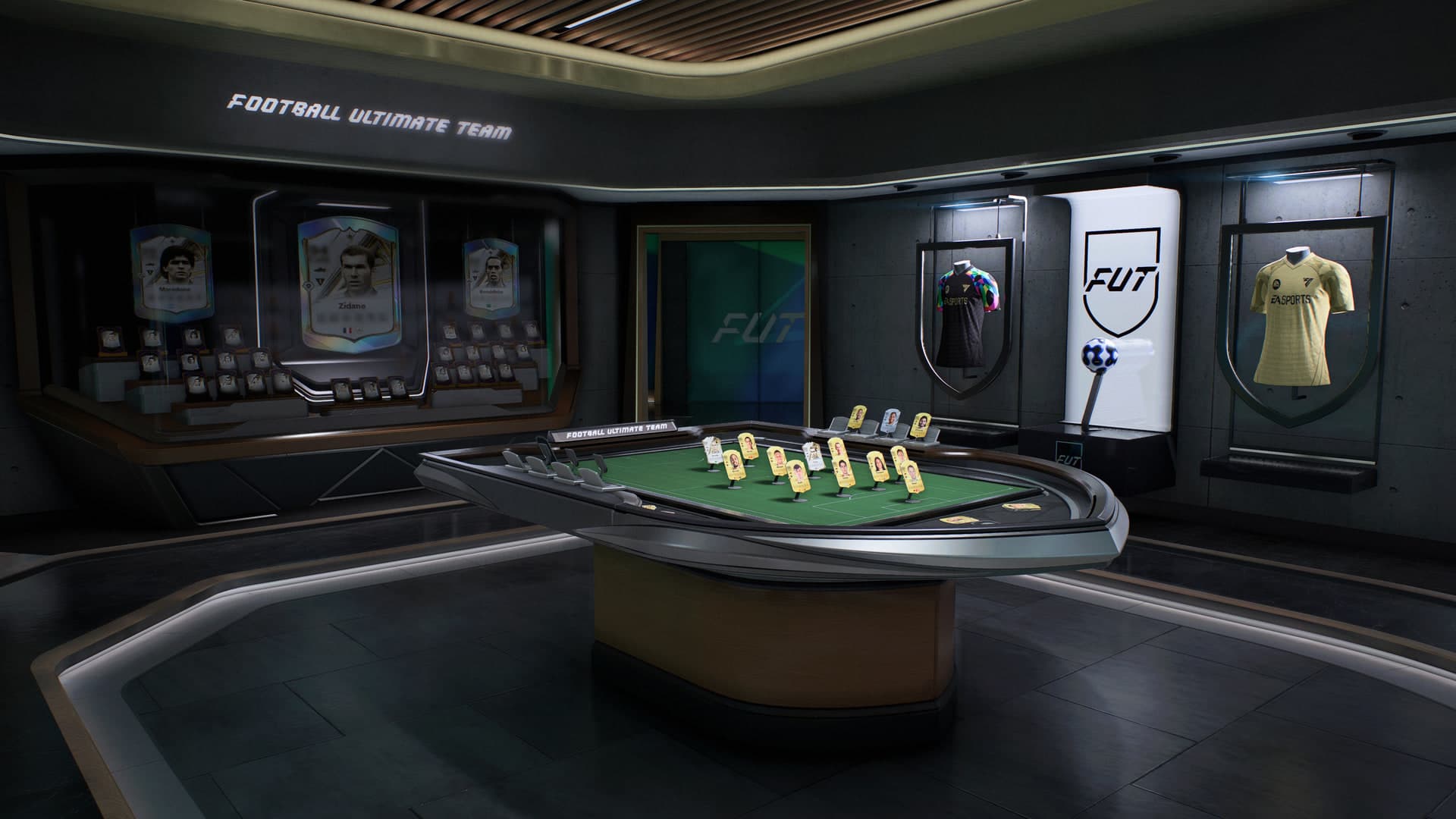 Capture officielle de FUT Gallery dans EA Sports FC 27, avec un espace de collection dédié aux objets Ultimate Team.