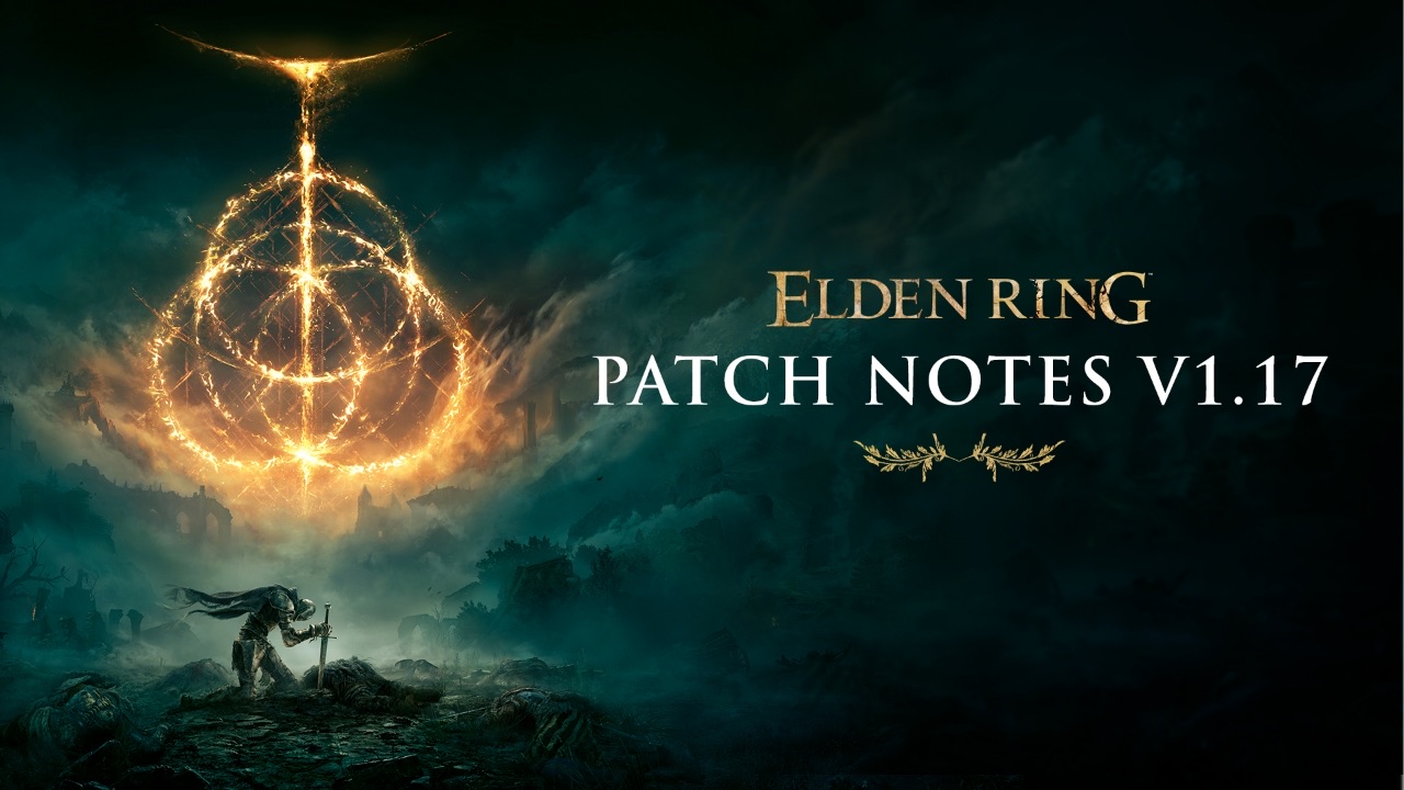 Illustration officielle des notes de mise à jour 1.17 d’Elden Ring avec le Cercle d’Elden lumineux.