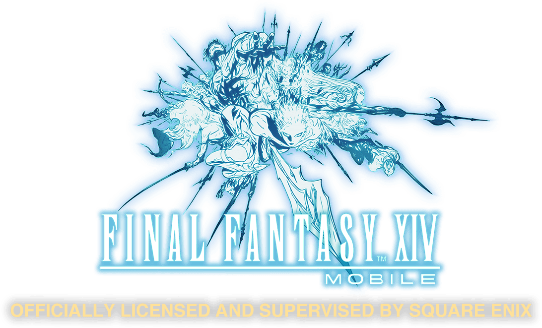 Logo officiel de Final Fantasy XIV Mobile indiquant la licence et la supervision de Square Enix.