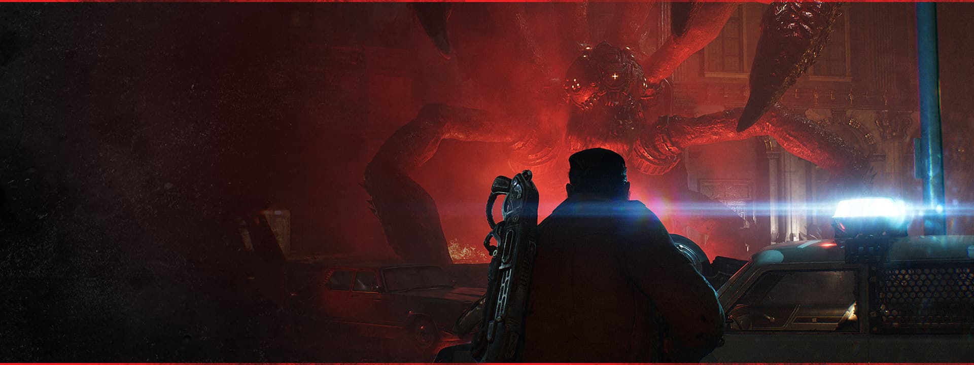 Capture officielle de Gears of War: E-Day montrant Marcus face à une créature mécanique pendant l’Émergence.
