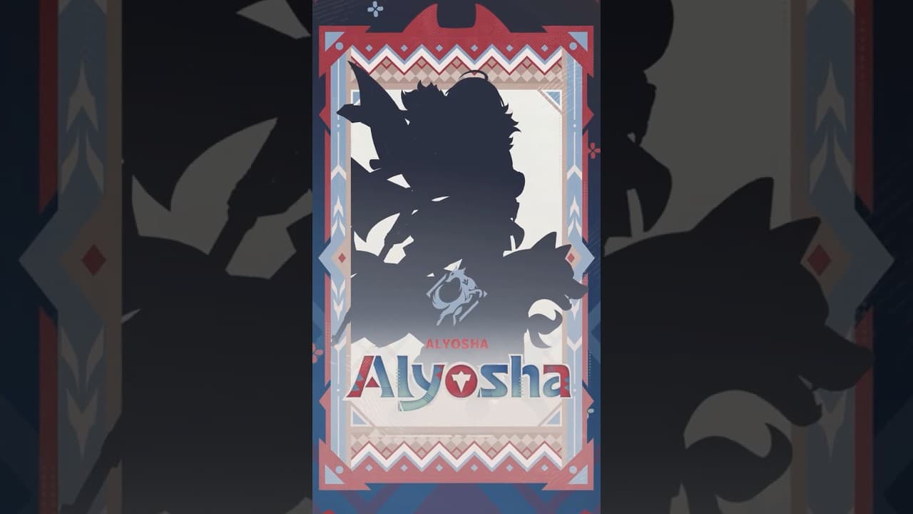Miniature officielle d’Alyosha montrant sa silhouette et son nom dans une composition rouge et crème.