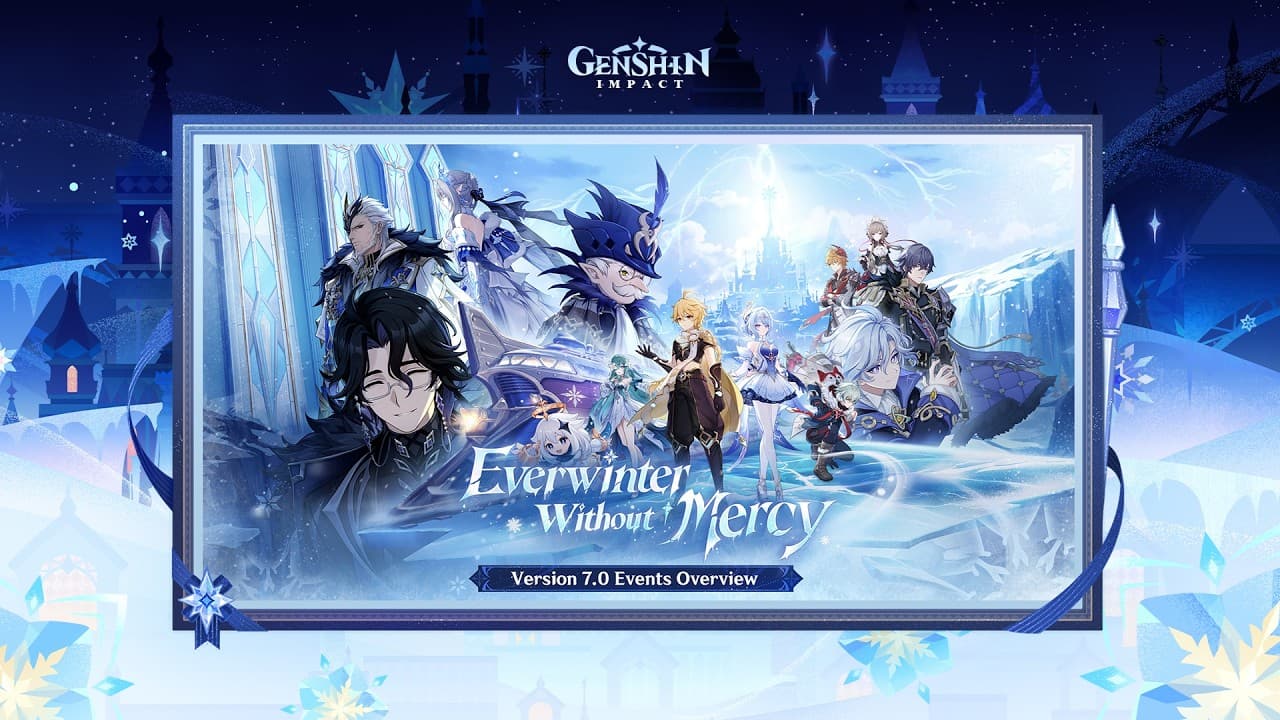 Miniature officielle de l’aperçu des événements Genshin Impact 7.0 avec le key art Everwinter Without Mercy.