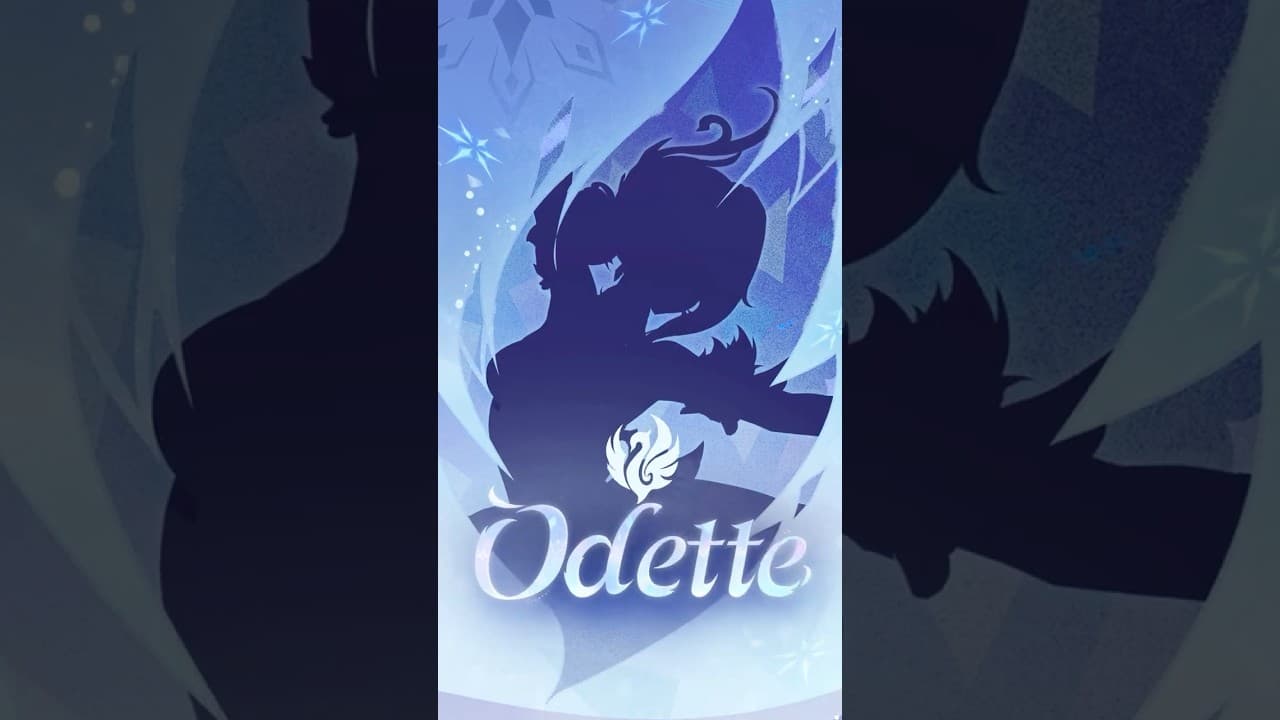 Miniature officielle d’Odette montrant sa silhouette et son nom dans une composition bleu glacier.