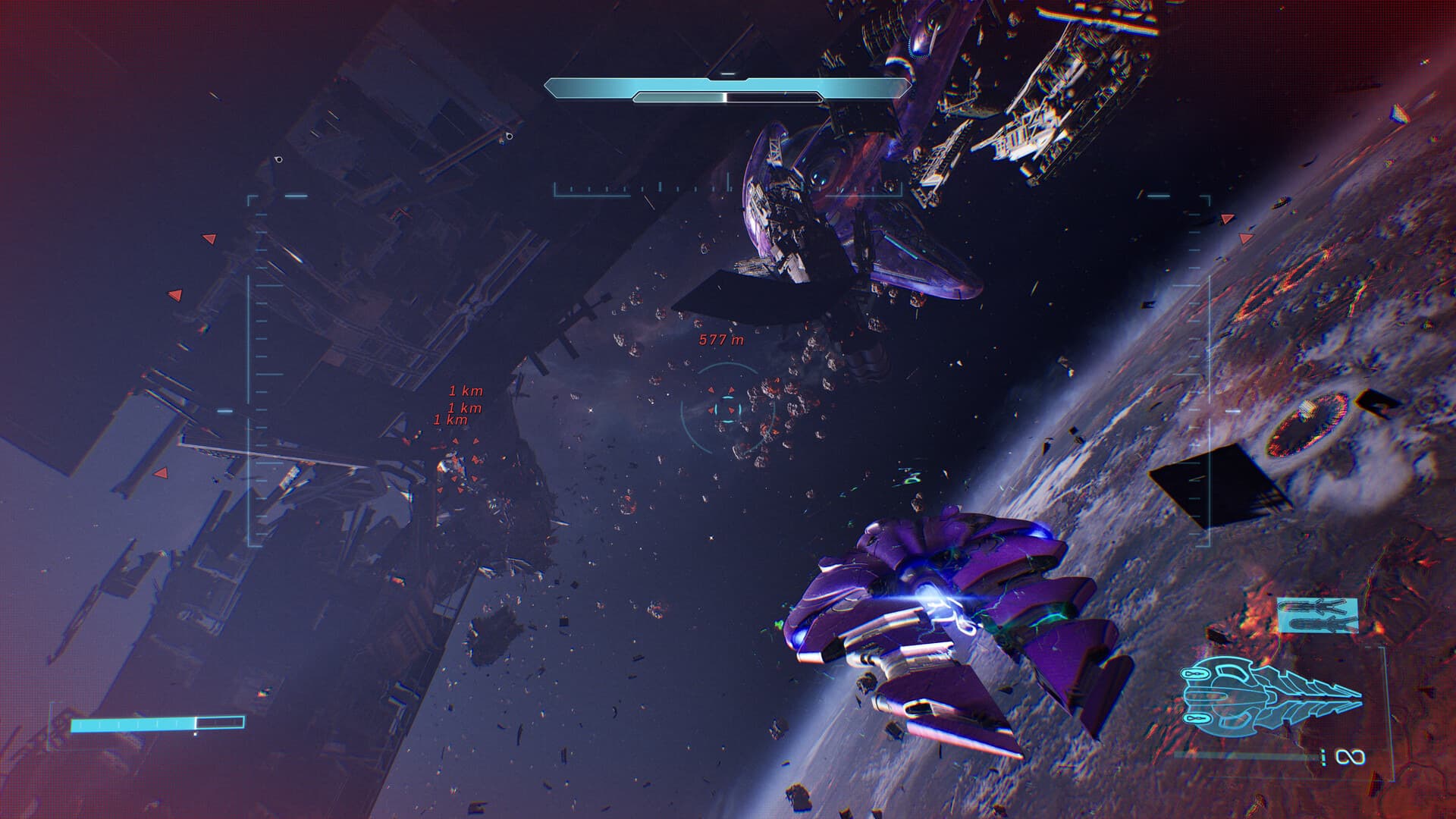 Capture officielle de Halo: Campaign Evolved en combat spatial avec plusieurs véhicules covenant.
