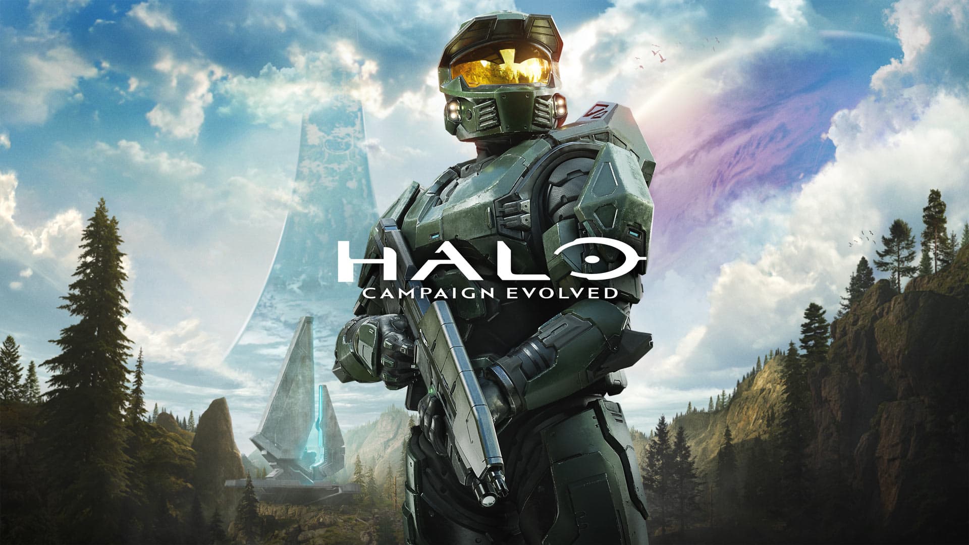 Key art officiel de Halo: Campaign Evolved montrant le Major devant l’anneau Halo.