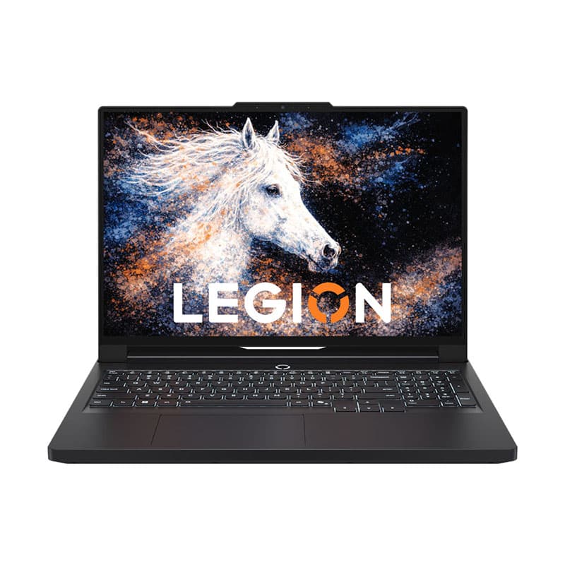 Lenovo Legion R9000P ouvert, avec sa dalle OLED de 16 pouces et son châssis noir.