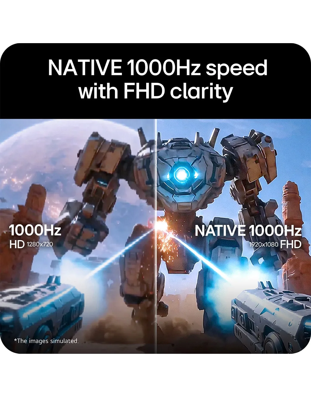 Illustration officielle LG comparant un signal 1 000 Hz en 1 280 par 720 à un signal 1 000 Hz natif en Full HD.