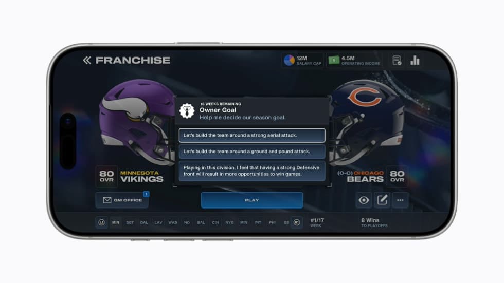 Écran officiel du mode Franchise de Madden NFL 27 Arcade Edition affiché sur un iPhone.