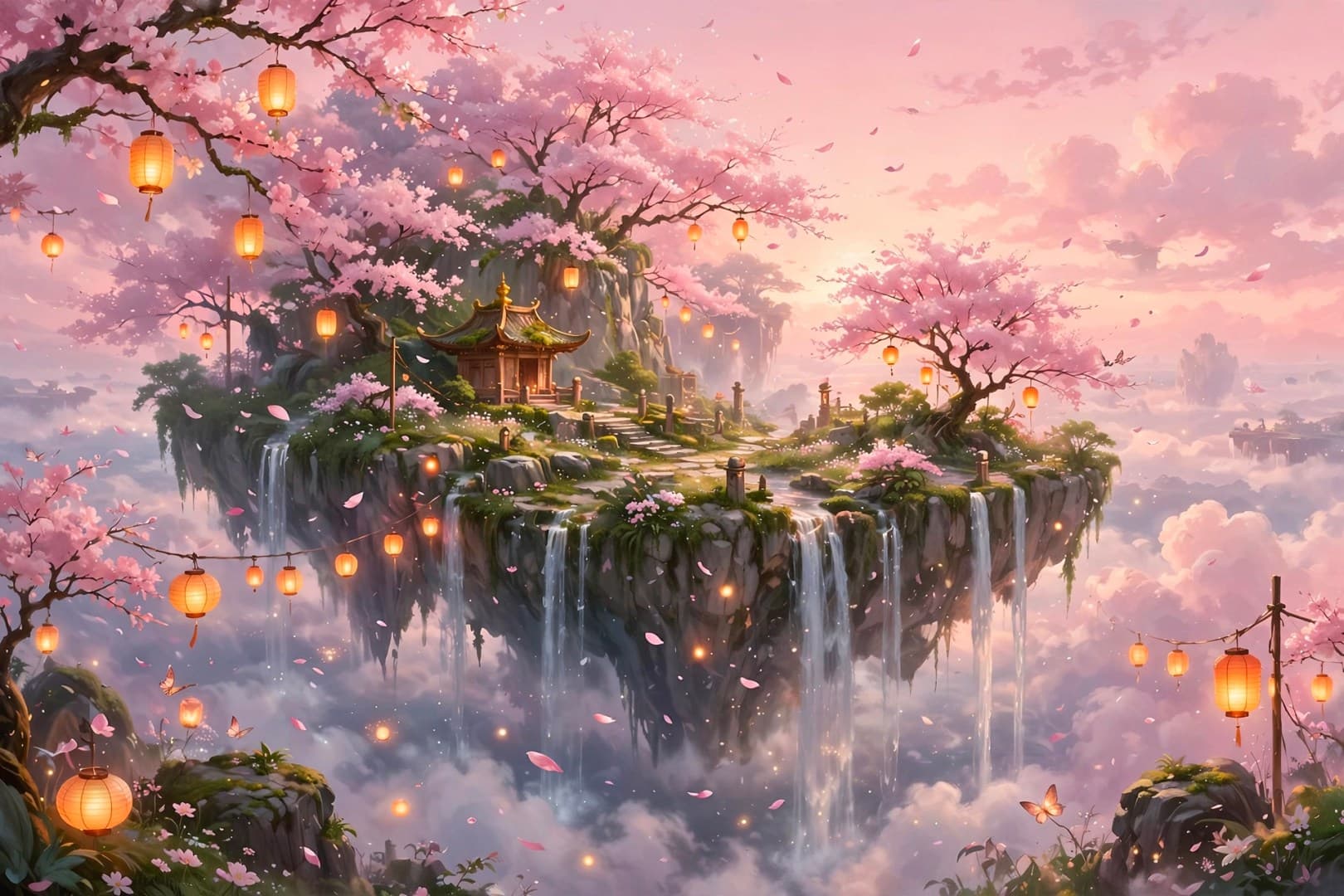 Paysage fantastique présenté dans les visuels officiels de Meta pour illustrer la génération d’images de Muse Image.