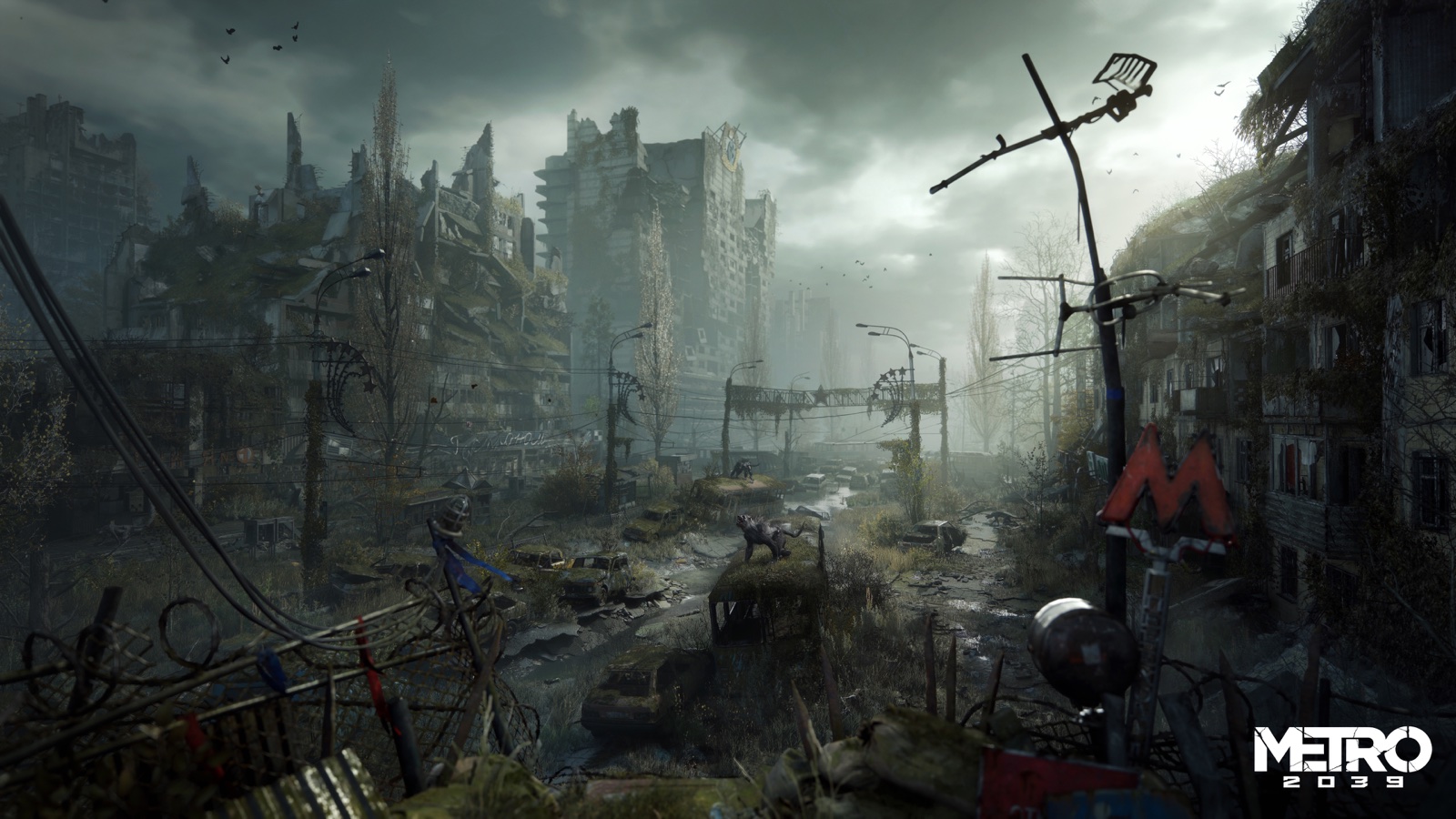 Avenue de Moscou envahie par la végétation et les ruines dans Metro 2039.