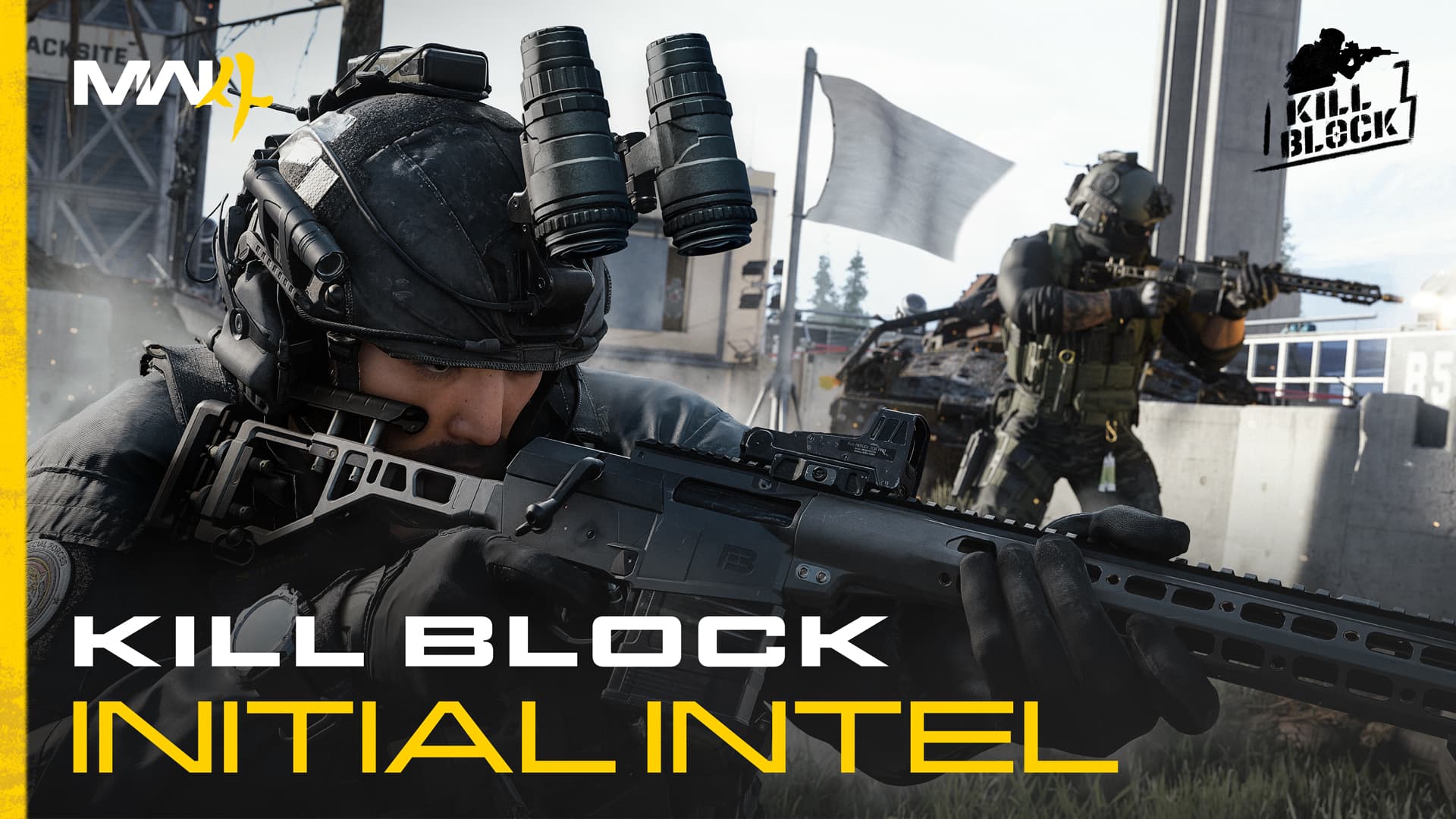 Deux opérateurs de Modern Warfare 4 sur le visuel officiel de présentation de Kill Block.