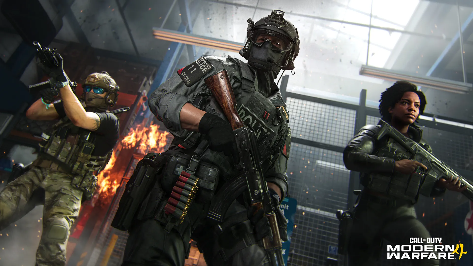 Trois opérateurs de Modern Warfare 4 dans une capture officielle de la bêta multijoueur.