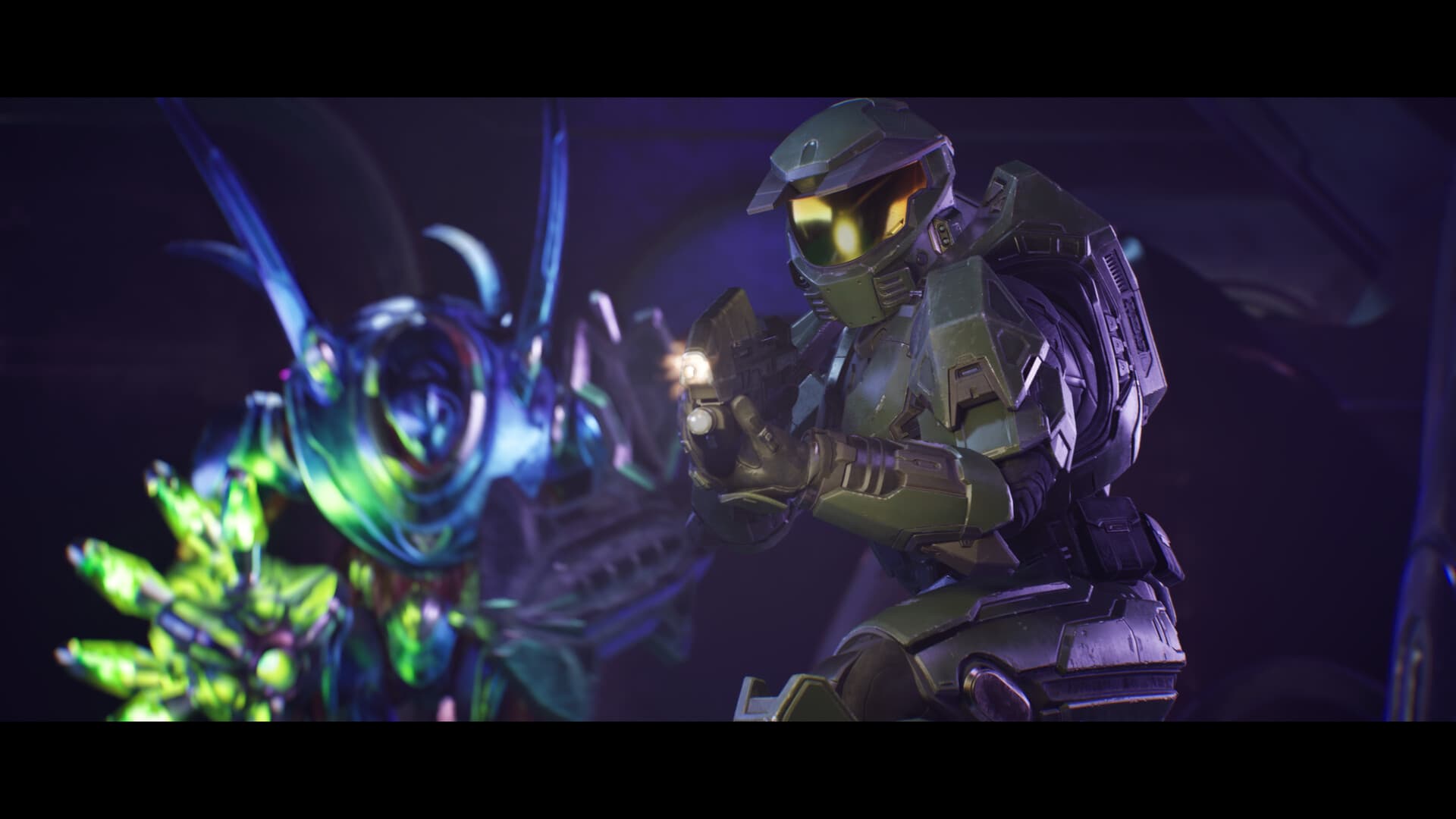 Capture officielle de Halo: Campaign Evolved montrant le Major face à un ennemi covenant.