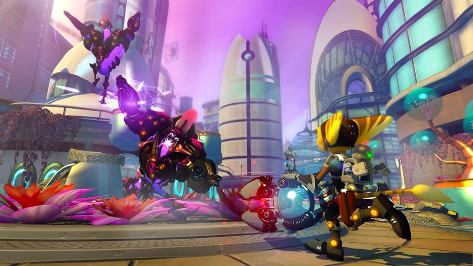 Capture de jeu officielle publiée par RPCS3 montrant Ratchet face à plusieurs ennemis.