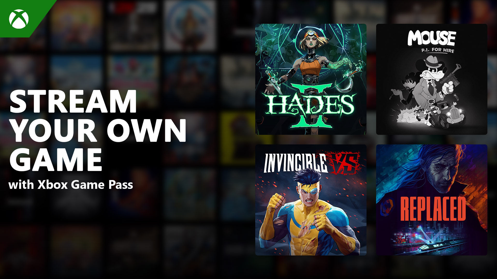 Interface officielle Xbox affichant plusieurs jeux disponibles en streaming dans la bibliothèque personnelle.