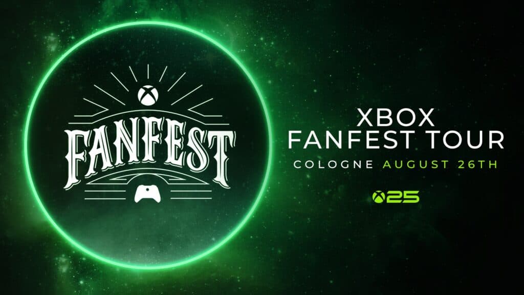 Carte officielle Xbox FanFest Tour annonçant l’étape de Cologne le 26 août.